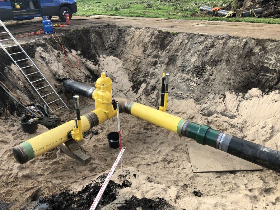 Aanleg gasleiding in sleuf